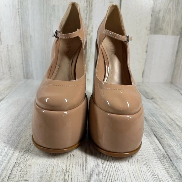 New Schutz Zayne Mary Jane Patent Platform Pump in Nude #201 - Picture 4 of 11